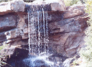 man made waterfall for  summer visitors